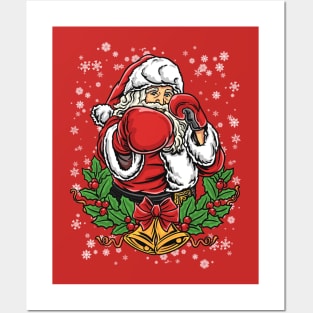 Christmas Santa Claus Boxer Boxing Posters and Art